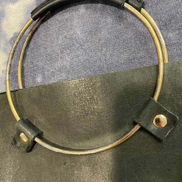 Tribe Alive Luxe Brass Handle Leather Handbag - EUC - Picture 3 of 9